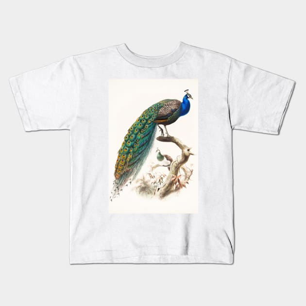 Peafowl Art Print Danial Giraud Elliot 1872 Family Of The Pheasants Kids T-Shirt by ZiggyPrint